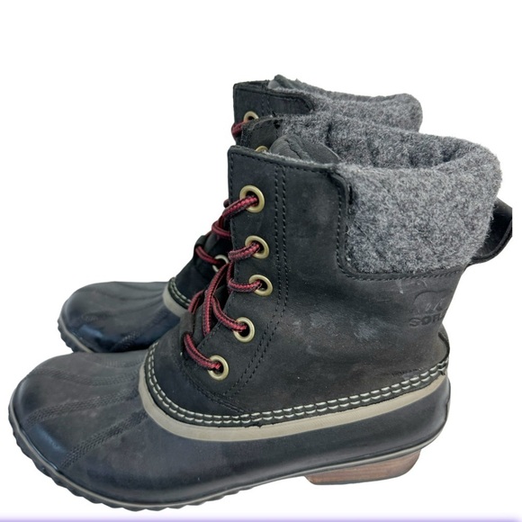 Sorel Slimpack II Lace up Snow-boots Black Size 8.5 - Picture 1 of 15